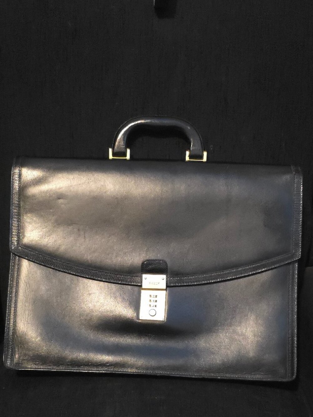 Vintage BALLY Men's Black Leather Attache Briefcase Bag